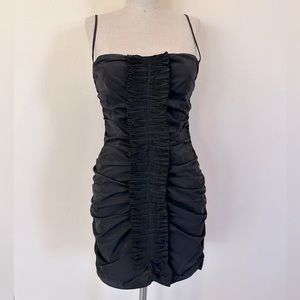 D&G dolce gabbana black ruched mini dress 44- M - 8